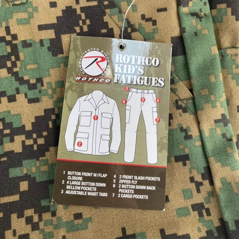 Rothco‎ Camouflage Pants Kids Size Medium BDU Army Woodland Digital Camo NWT